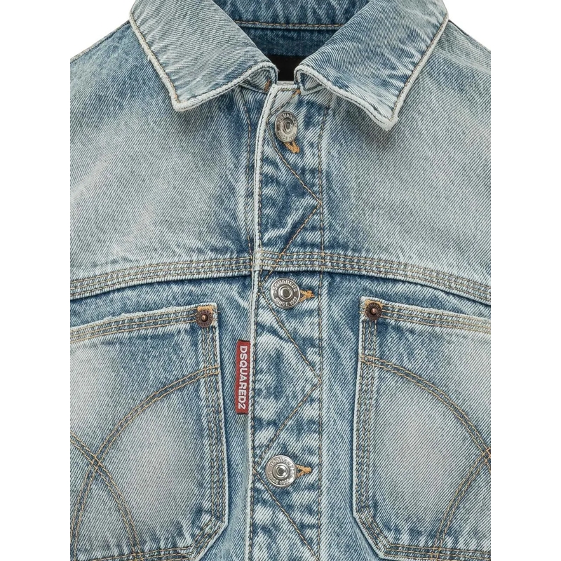 Dsquared2 Veste en jean Giacca in Denim con Quattro Tasche e Bottoni hellblau(Image 4)
