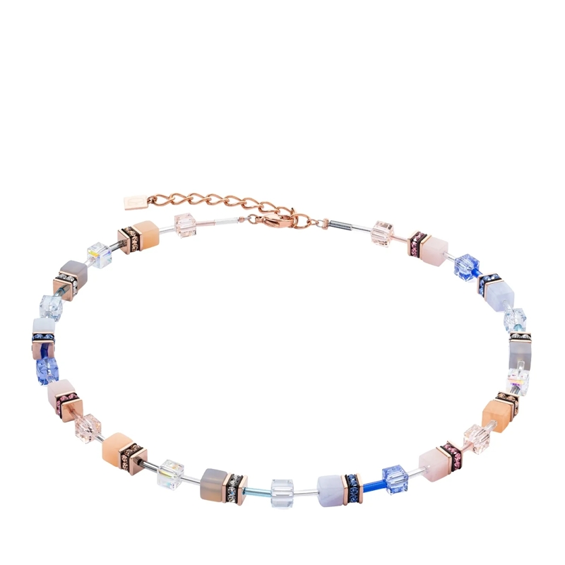 COEUR DE LION Mittellange Halskette GeoCUBE® Iconic Precious Halskette blau