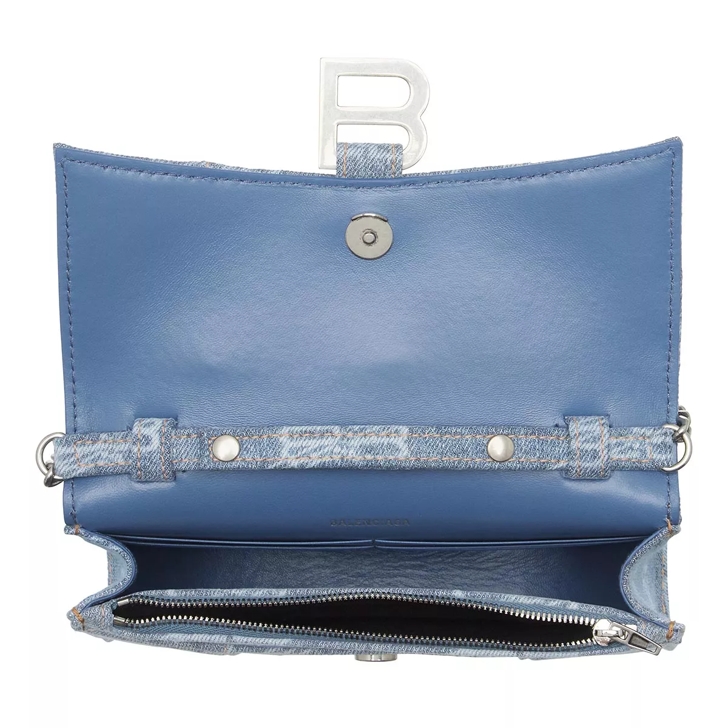 Balenciaga Hourglass Wallet on Chain Denim Blue Crossbody Bag