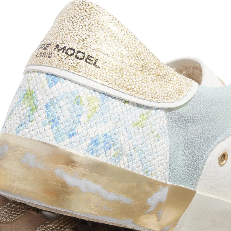 Philippe Model Low-Top-Sneaker Prsx Low Woman Veau Python Mix Blanc Rose(Image 4)