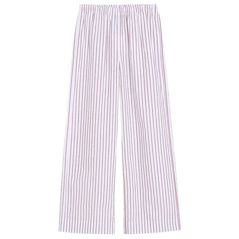 By Malene Birger  Wide-Leg Pants With Vertical Striped Pattern White