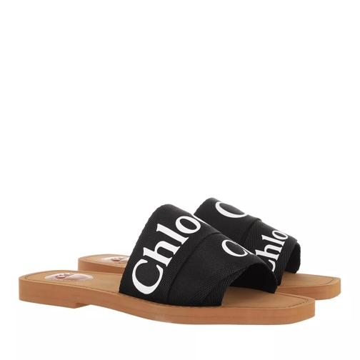 Chloé Chloé Canvas Logo Sandals Black Sandaler
