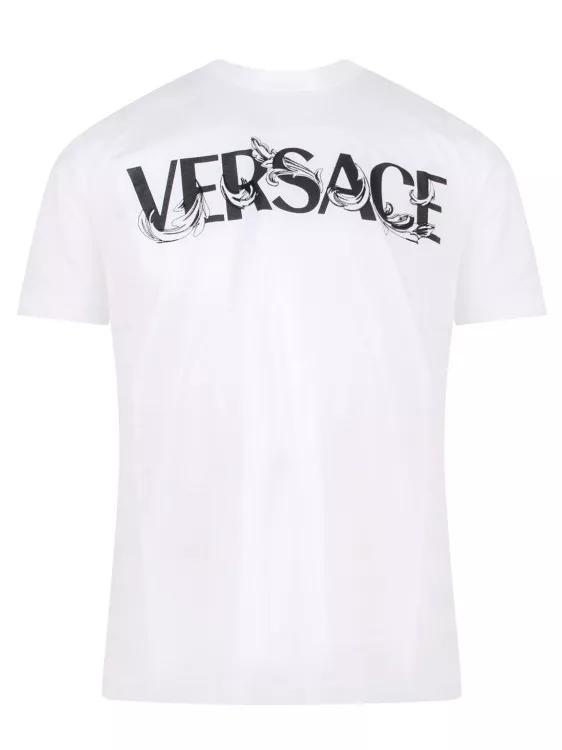 Versace Cotton TShirt With Frontal Logo White TShirts