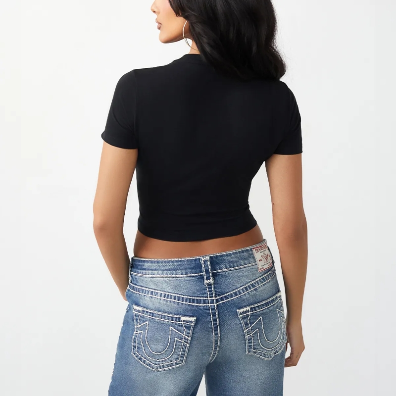 True Religion T-Shirt - T-Shirt- Kurzarm- Verkürzte Form- Bauchfrei- schwarz(Image 4)
