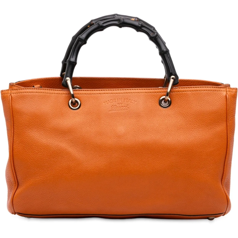 Gucci Schultertasche Medium Calfskin Bamboo Shopper Satchel orange