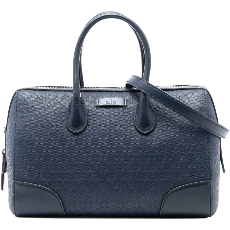 Gucci Schultertasche Diamante Leather Boston Bag blau