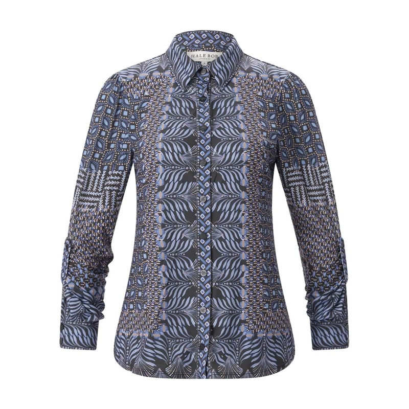 Hale Bob Bluse Bluse mit gerafften Ärmeln blau