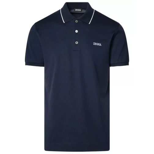 Zegna Polo Shirt In Blue Cotton Blue 