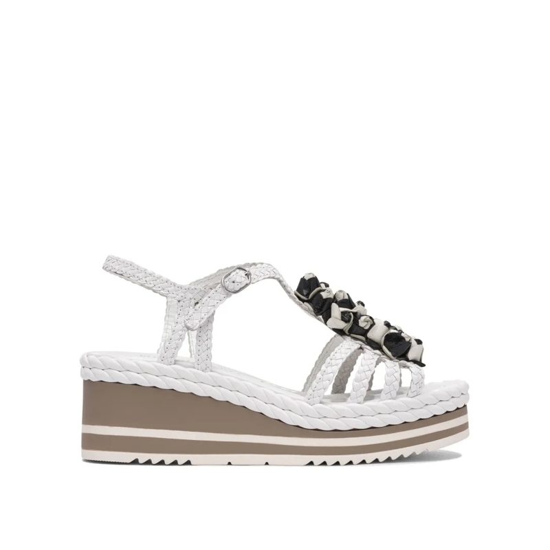 Pons Quintana Sandalen Braided Strap Sandals With Platform Sole White