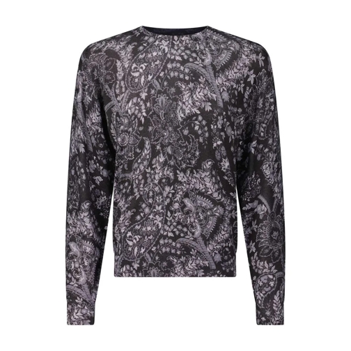 Etro Leichter Pullover aus Seiden-Mix Dunkelgrau Maglione