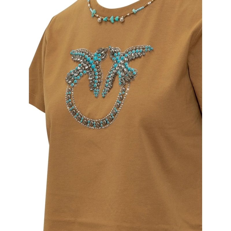 Pinko T-Shirt T-shirt con Ricamo Frontale beige(Image 3)