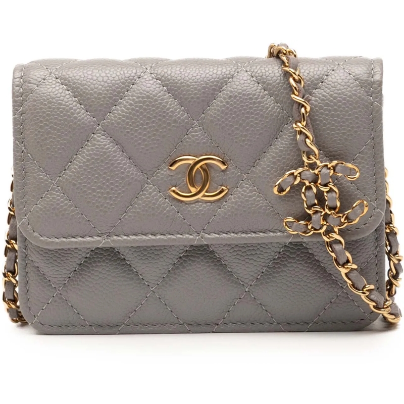 Chanel Sac à bandoulière CC Quilted Caviar Miss Coco Clutch With Chain grau