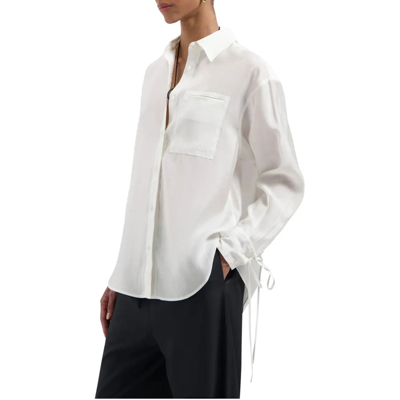ØLÅF Bluse Olaf Semi-sheer Tie Detail Shirt Blouses Off White weiß(Image 3)