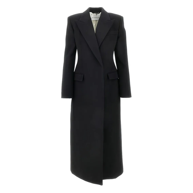 Givenchy Overgangsmantel Double-Breasted Wool Midi Coat With Peak Lapels Black