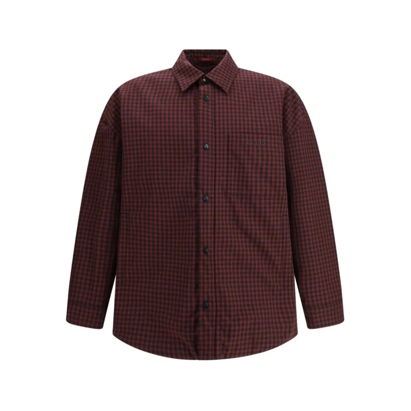 Gucci  Checkered Casual Jacket With Classic Collar Burgundy