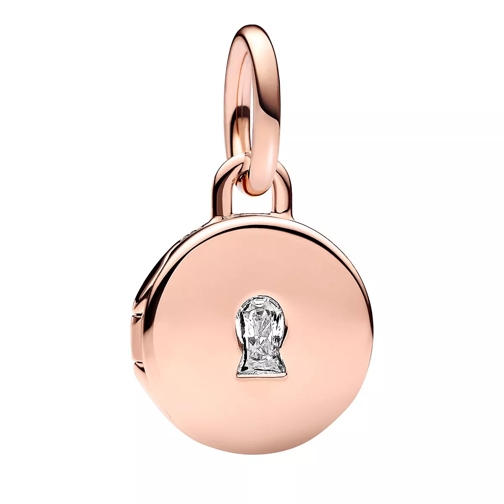 Pandora Key hole engravable locket 14k rose gold-plated da Clear Anhänger