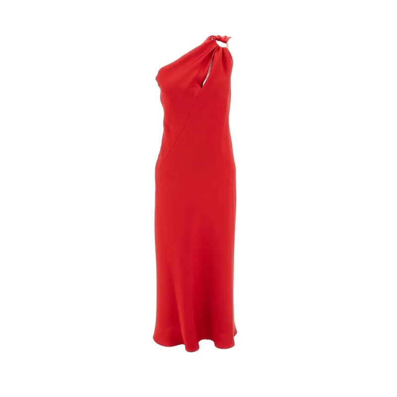 Max Mara Midi-jurk Fluid One-Shoulder Maxi Dress Red