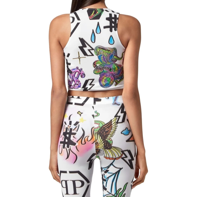 Philipp Plein Top Tanktop Monogram weiss(Image 5)