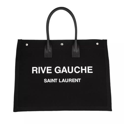 Saint Laurent Rive Gauche Tote Bag Black/White Rymlig shoppingväska