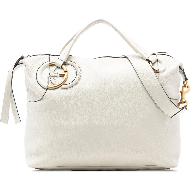 Gucci Schultertasche Leather Twill Satchel weiß