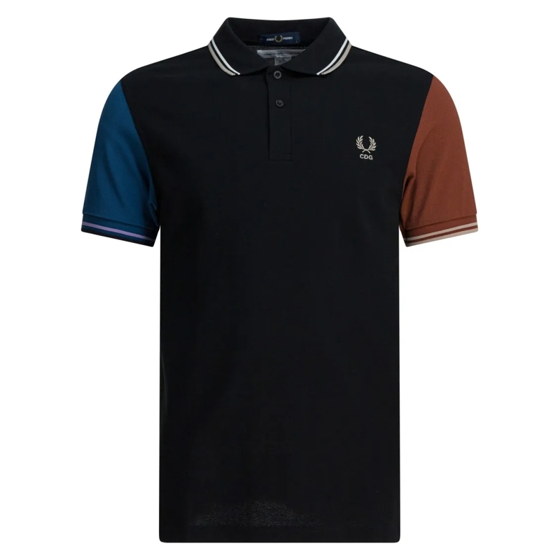 Comme des Garcons Polo Button-Down Polo Shirt With Contrasting Sleeves An Black