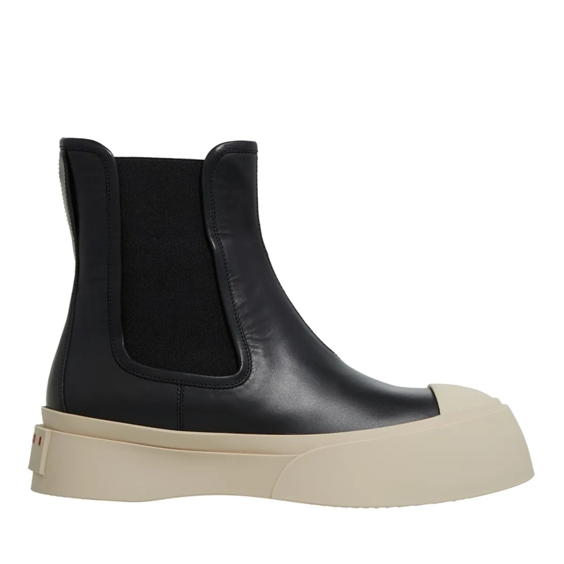 Marni Stiefel Black Chelsea Boots With Logo Patch In Leather Black(Image 5)