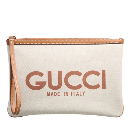 Gucci Small Clutch With Gucci Print Beige Wristlet