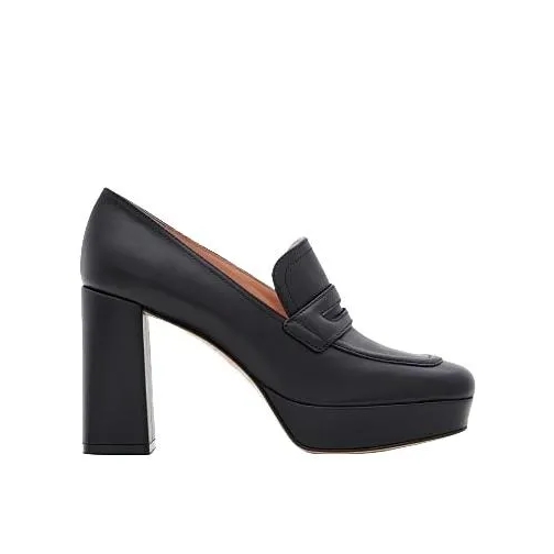 Gianvito Rossi Rouen Leather Loafers With Heel Black Mocassin