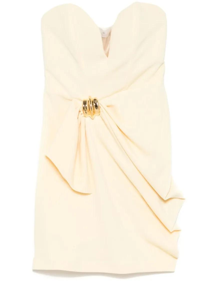 Thumbnail - Elisabetta Franchi - Strapless Yellow Dress With Sweetheart Neckline - Größe 44 - beige