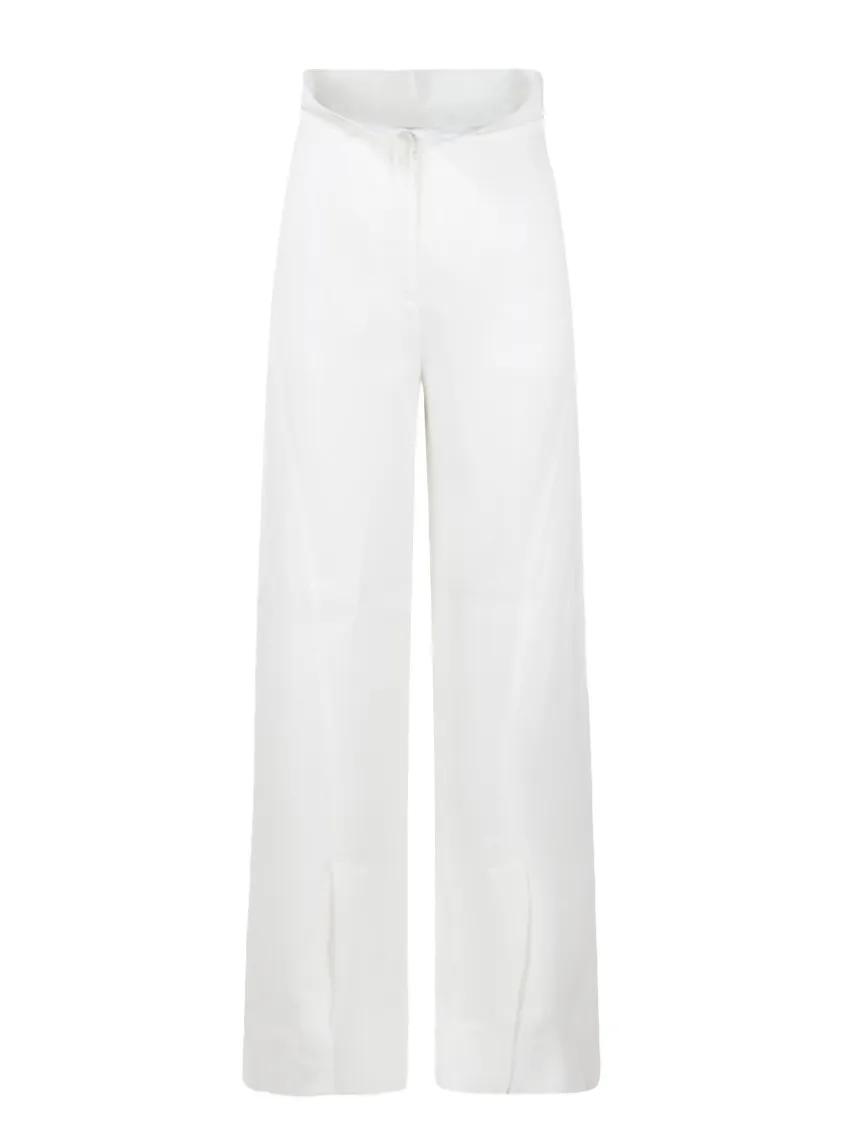 Thumbnail - Alberta Ferretti - Crepe Satin Palazzo Trousers - Größe 42 - weiß