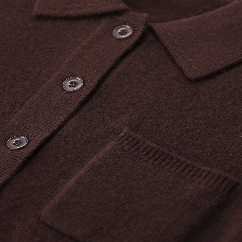 True Religion Poloshirt Strickjacke aus Wolle & Kaschmir braun(Image 3)