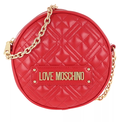 Love Moschino Round Crossbody Bag Quilted Nappa   Rosso Canteen Bag