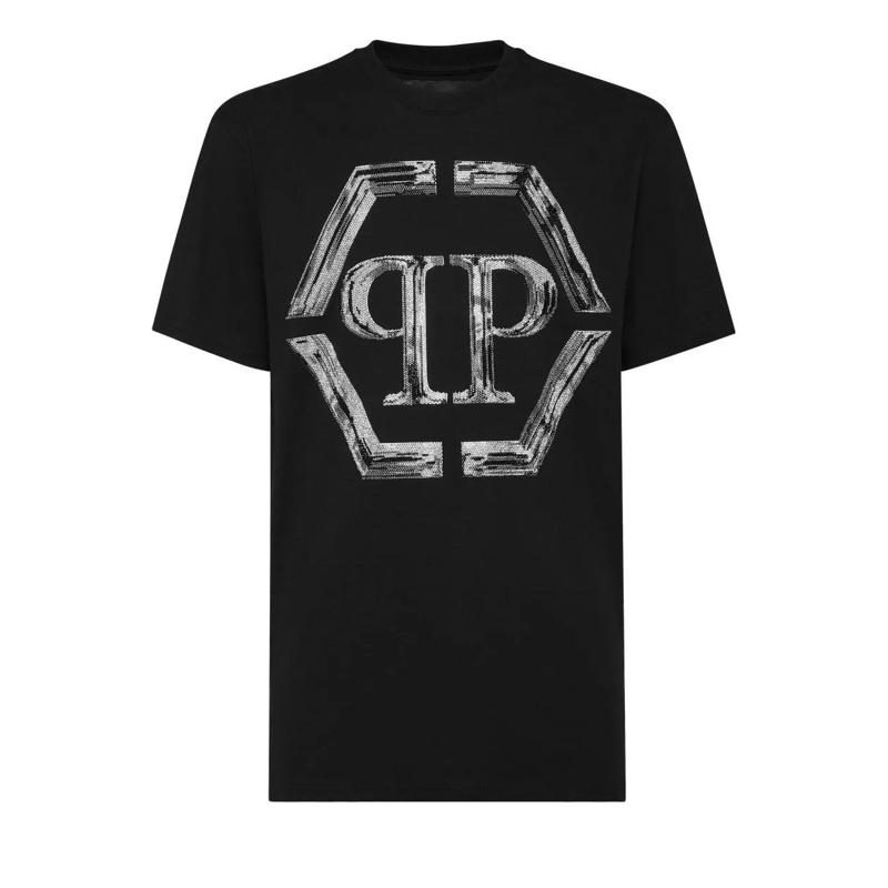 Philipp Plein T-Shirt T-Shirt Hexagon Mit Schmucksteinen schwarz