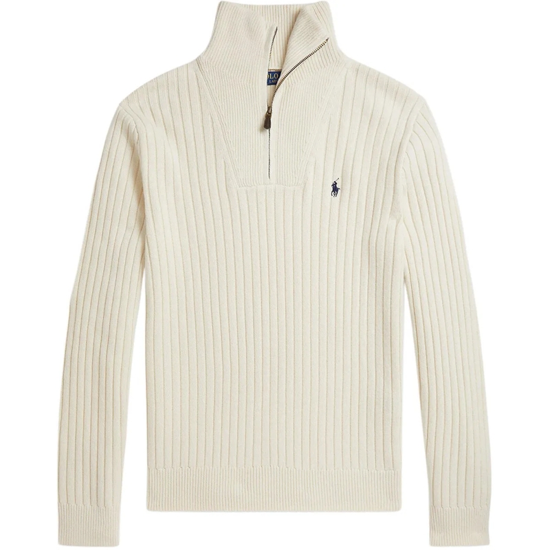 Ralph Lauren Pull Half Zip Trui Ecru weiß