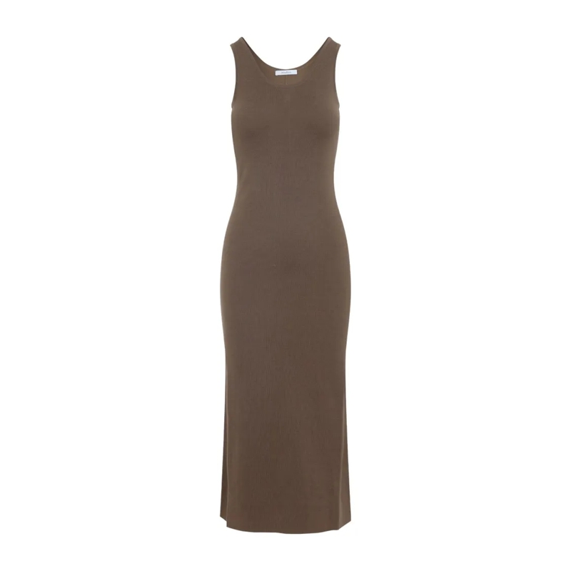 Max Mara  Fitted Maxi Dress With Scoop Neckline Grey