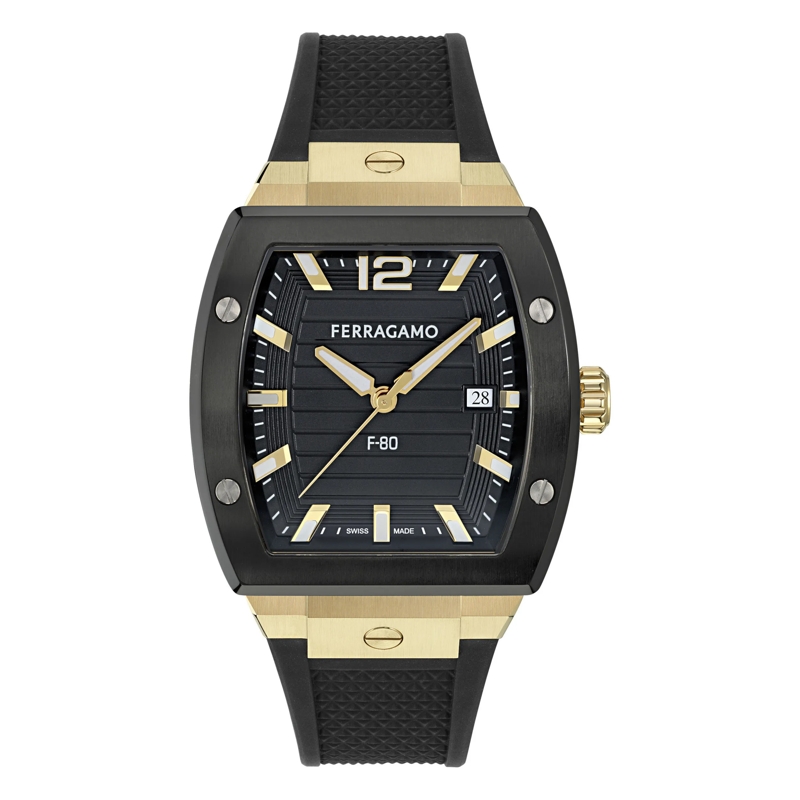 Salvatore Ferragamo Quarzuhr Quarz-Analoguhr F-80 Tonneau schwarz