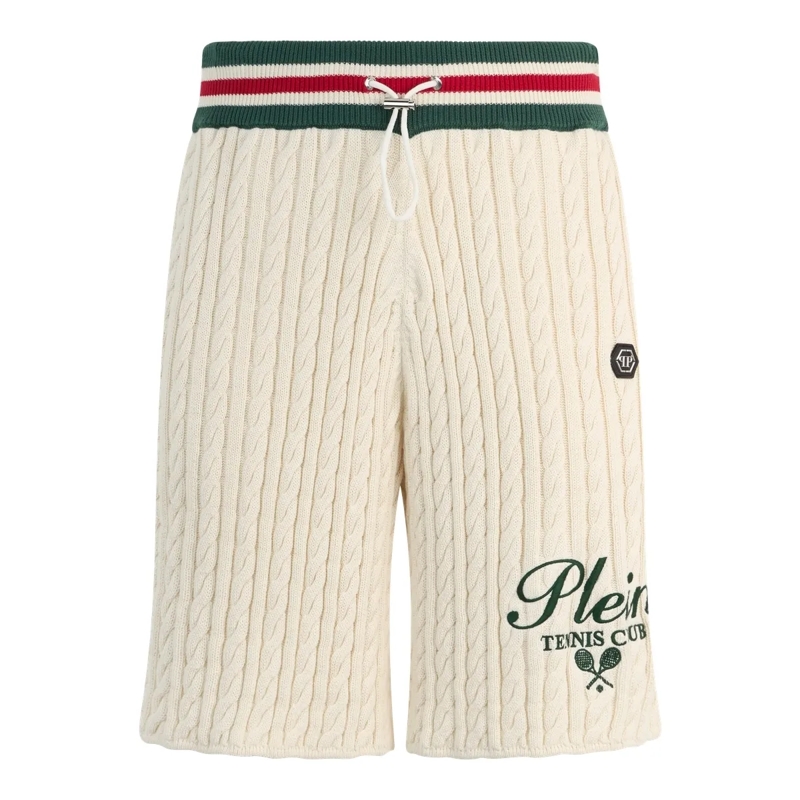 Philipp Plein Shorts Knitted Drawstring Shorts Plein Tennis weiss