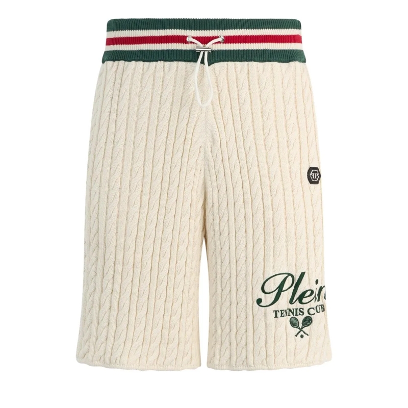 Philipp Plein Shorts Knitted Drawstring Shorts Plein Tennis weiss