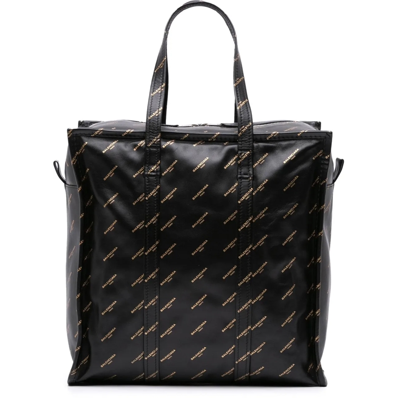 Balenciaga Schultertasche M Lambskin Allover Logo Bazar Shopper Satchel schwarz