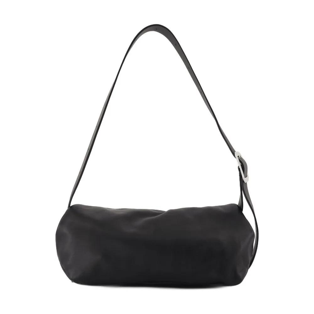Jil Sander Hobo bags Rollup Small Square Belt Crossbody Black Leather in zwart