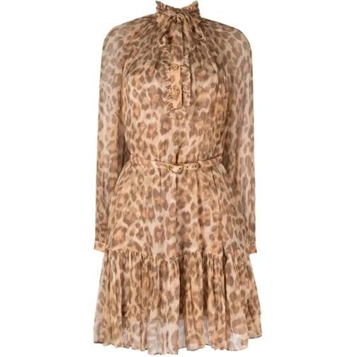 Zimmermann Mini-Kleider Leopard-Print Belted-Waist Minidress Brown