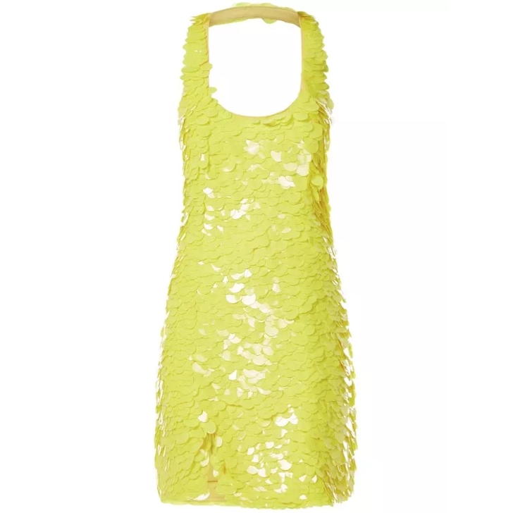 The Attico Yellow Allium Mini Dress Gold Kleider