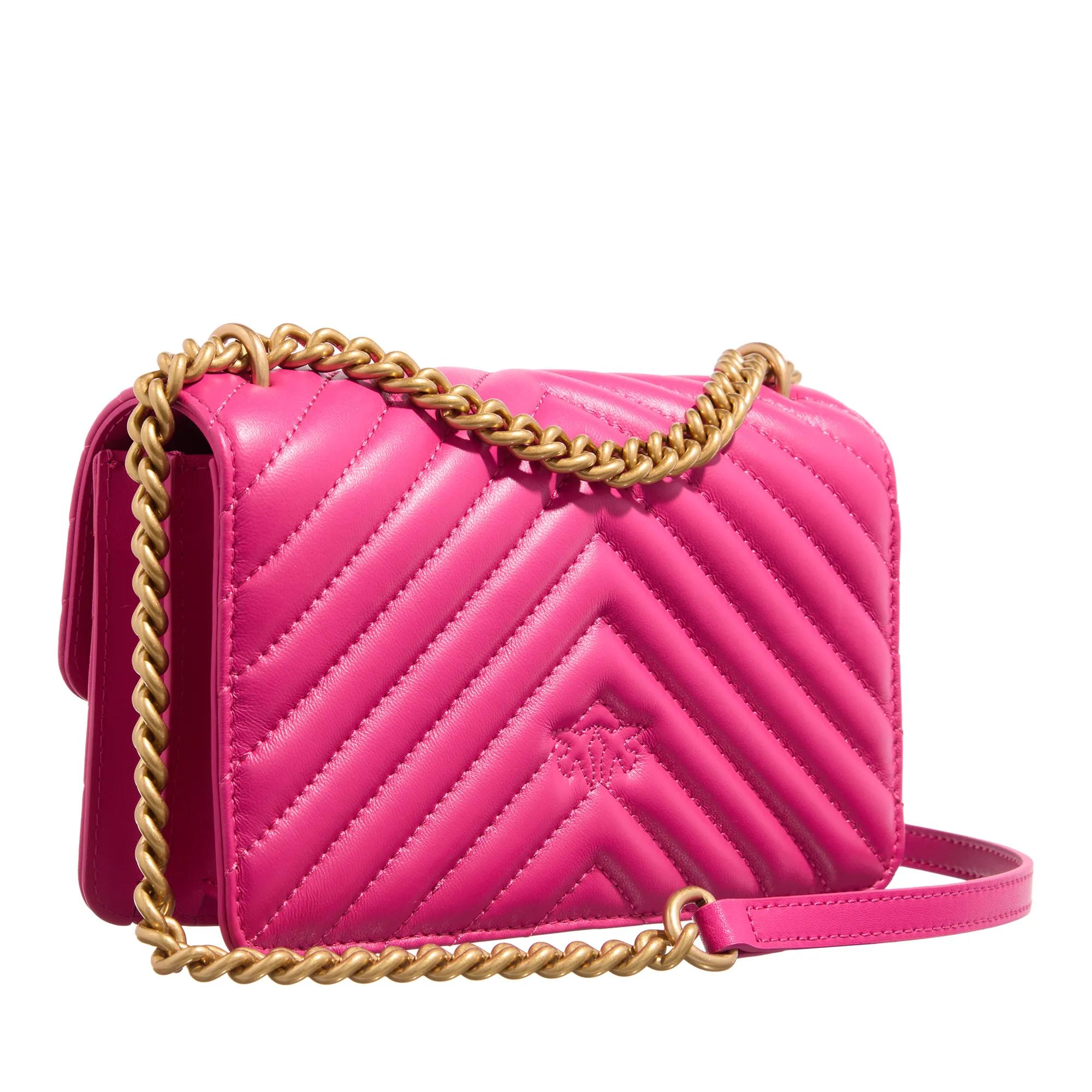 Pinko Fuchsia Schoudertas Chevron-Quilted Logo Pink Dames