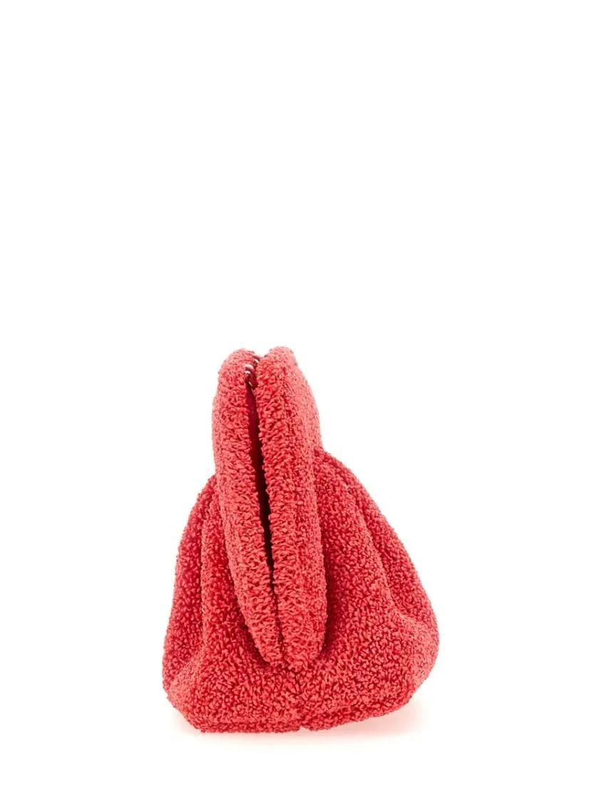 Themoirè Clutches Textured Gathered Bag With Detachable Strap in rood