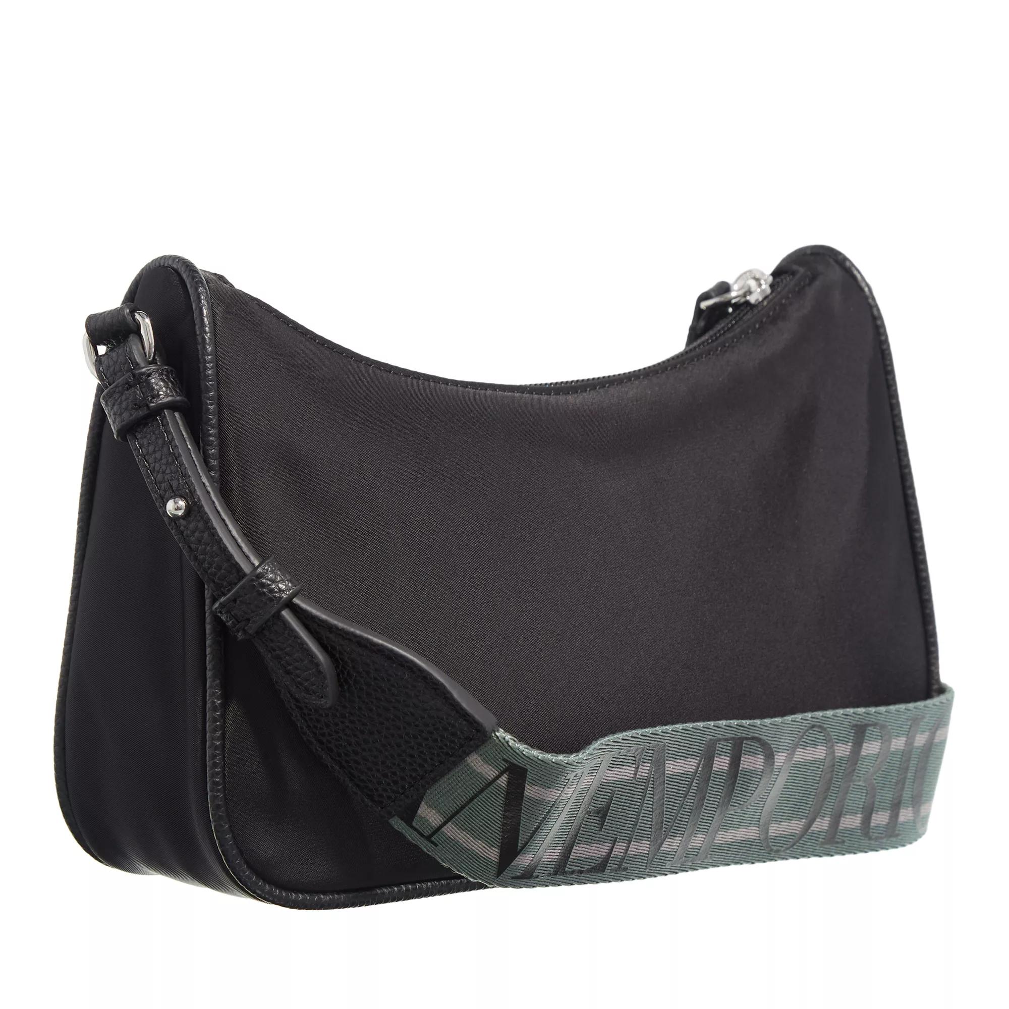 Emporio Armani Zwarte Nylon Adelaar Plaque Schoudertas Black Dames