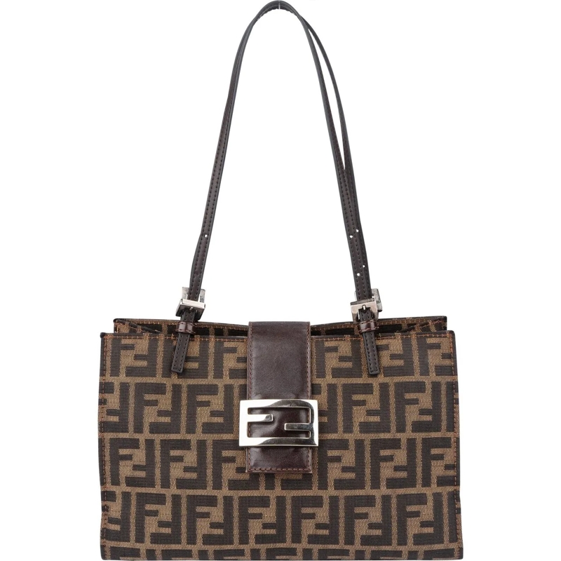 Fendi Schultertasche Fendi FF Monogram Baguette Buckle Shoulder Bag braun