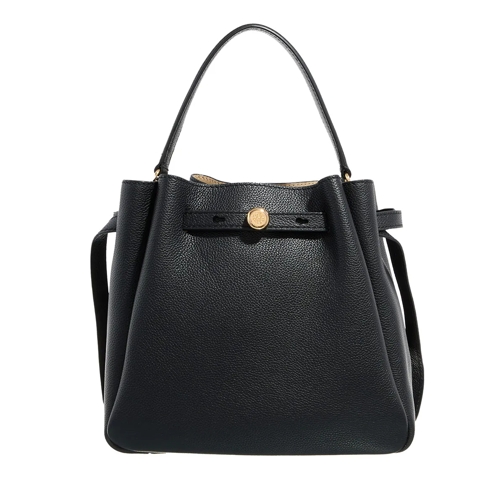 Tory Burch Bucket Bag Romy Pebbled Bucket Bag Black