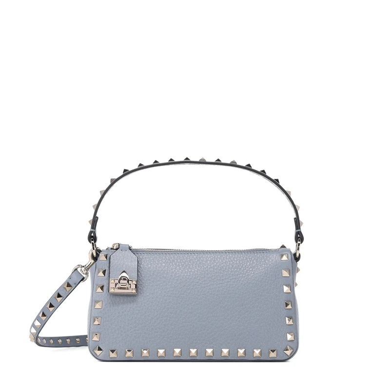 Valentino Garavani Crossbody Bag Schultertasche aus genarbtem Kalbsleder blau