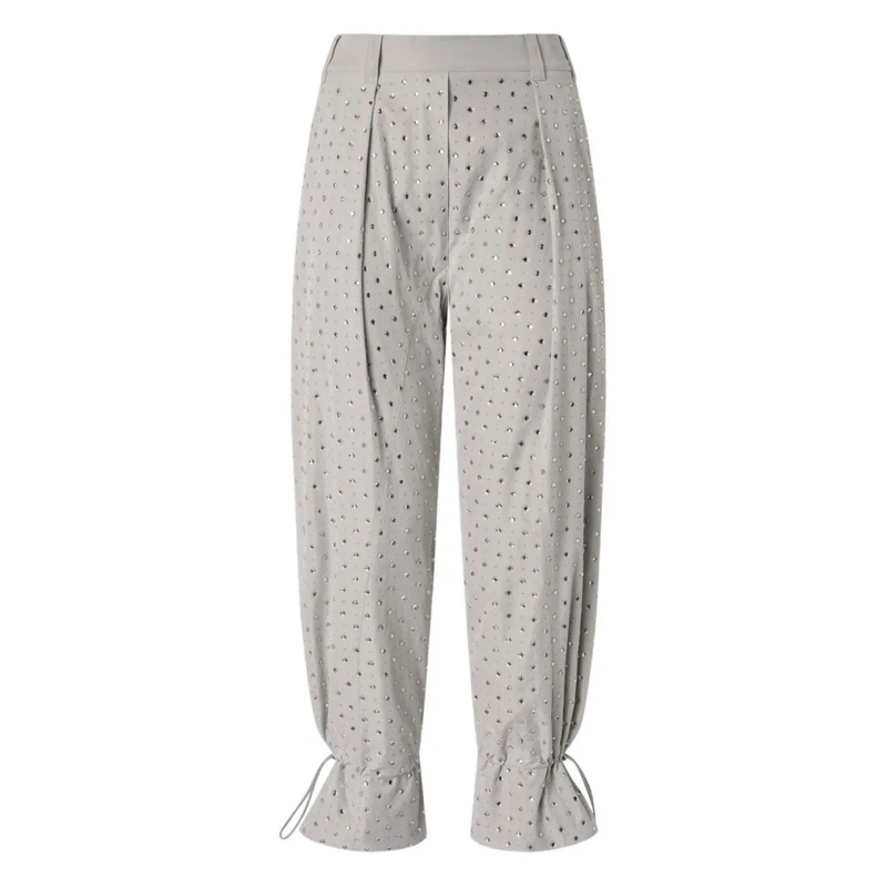 Pinko  Balloon Trousers With Rhinestone Embellishments Grey