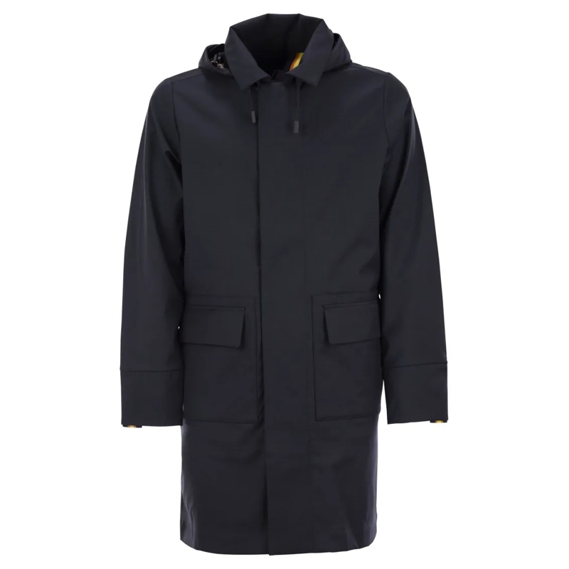 K-Way  Poirol - Jacket In Wool-Blend Technical Fabric Blue